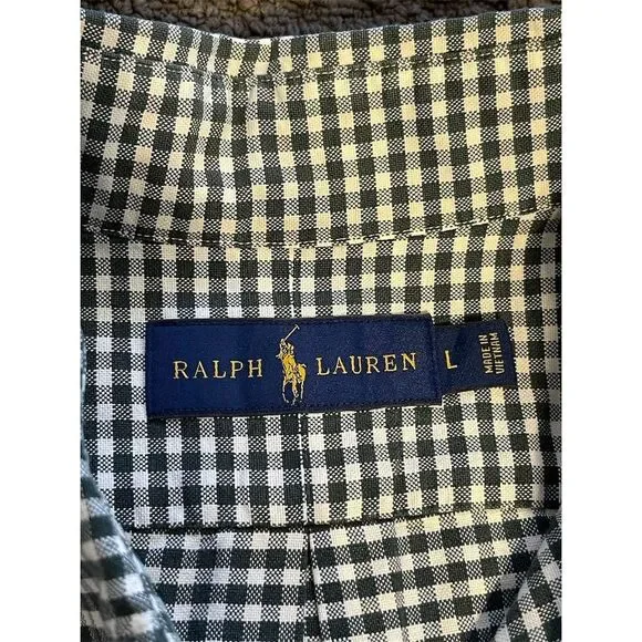 Ralph Lauren Men's Vintage Green Check Long Sleeve Button-Down Shirt L - Picture 2 of 3